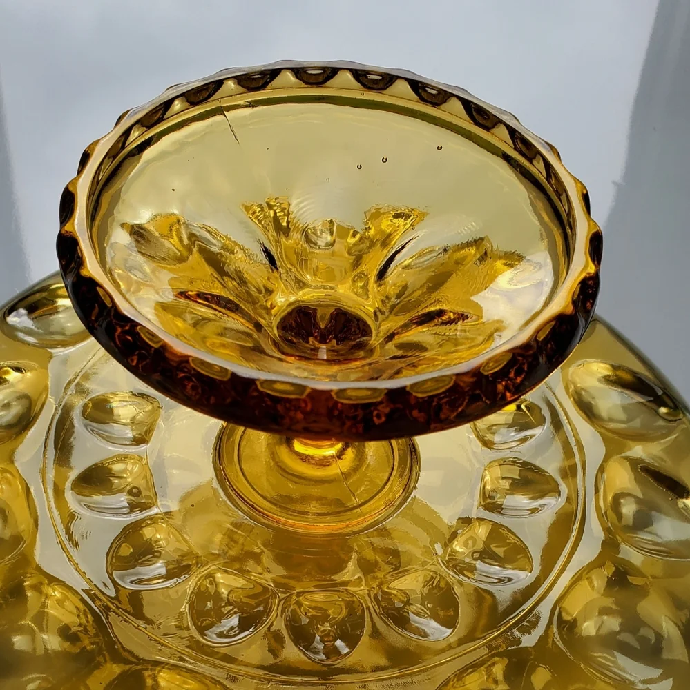 Vntg "Reflection Amber" Cake Plate by Hazel Atlas - Picture 4 of 5